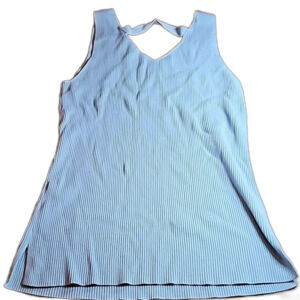 WHBM Pastel Blue Ribbed Knit Tank Top Large Layered Back Sleeveless Shell
